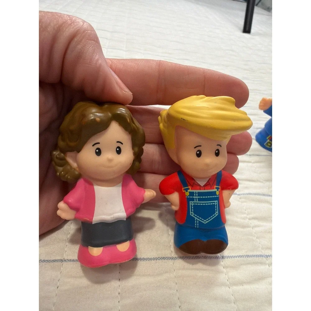 Fisher-Price Little People Lot of 5 Figures Race Car Driver Overalls Backpack